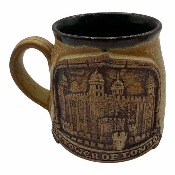 Tower Of London England Stoneware Mug Coffee Tea Cup United Kingdom Set of 2 - Picture 2 of 5